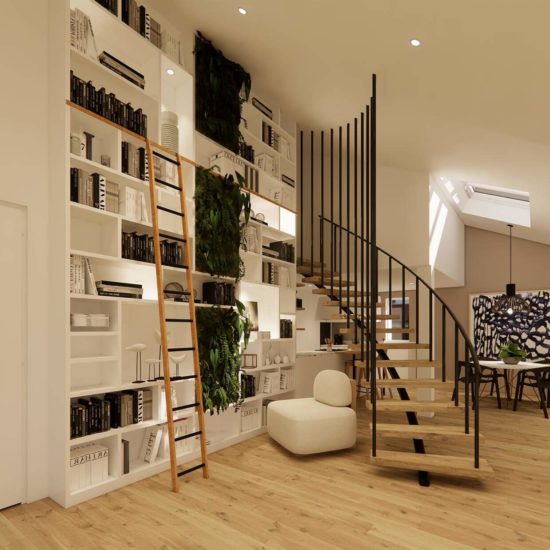 Rénovation d'intérieur de maison à Strasbourg avec projet de bibliothèque sur deux niveaux