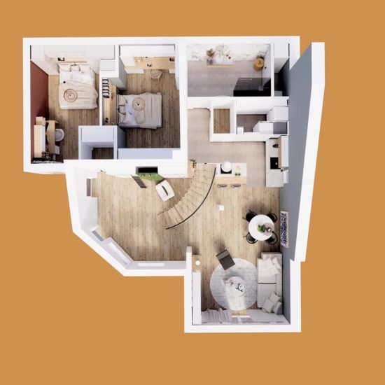 Rénovation d'intérieur de maison à Strasbourg plan complet vue du dessus